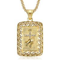 Pendentifs en titane, Acier titane, bijoux de mode & unisexe & styles différents pour le choix & avec strass, plus de couleurs à choisir, 57*32mm,3mm, Longueur Environ 24 pouce, Vendu par PC