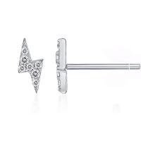 Boucle d'oreille bijoux en argent sterling, Argent sterling 925, Symbole de la foudre, Placage, avec earnut en plastique & pour femme & avec strass, plus de couleurs à choisir, 3.50x7.50mm, Vendu par paire