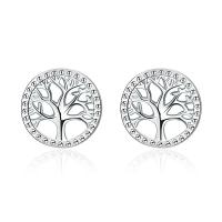 Ezüst ékszer Fülbevaló, 925 ezüst, Tree of Life, platinával bevont, a nő & üreges, 10mm, Által értékesített pár