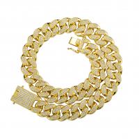 Brass Bracelet and Necklace plated & micro pave cubic zirconia & for man Sold By PC