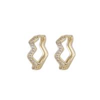 Orecchini cerchietti Hoop ottone, placcato color oro, per la donna & con strass, 3.30x12mm, Venduto da coppia