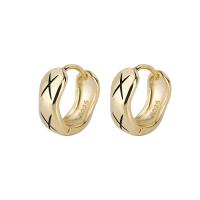 Messing Huggie Hoop Earring, gold plated, voor vrouw, 4.50x12.50mm, Verkocht door pair