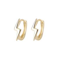 Orecchini cerchietti Hoop ottone, Simbolo del fulmine, placcato color oro, per la donna, 4x12.50mm, Venduto da coppia