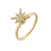 Messing Manchet Finger Ring, 18K verguld, Verstelbare & micro pave zirconia & voor vrouw, 18mm, Verkocht door PC