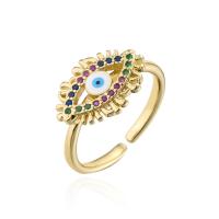 Brass Cuff Finger Ring gold color plated Adjustable & micro pave cubic zirconia & for woman 18mm Sold By PC