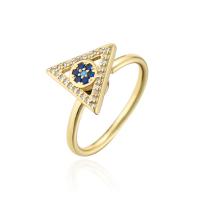 Messing Manchet Finger Ring, gold plated, Verstelbare & micro pave zirconia & voor vrouw, 18mm, Verkocht door PC