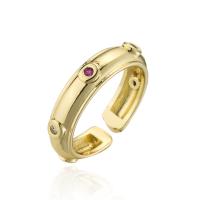 Brass Cuff Finger Ring 18K gold plated Adjustable & micro pave cubic zirconia & for woman 18mm Sold By PC