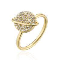 metal Anillo de dedo Cuff, 18K chapado en oro, Ajustable & micro arcilla de zirconia cúbica & para mujer, 18mm, Vendido por UD