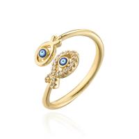 Messing Manchet Finger Ring, gold plated, Verstelbare & micro pave zirconia & voor vrouw, 18mm, Verkocht door PC