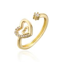 Brass Cuff Finger Ring 18K gold plated Adjustable & micro pave cubic zirconia & for woman 18mm Sold By PC