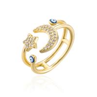 Messing Manchet Finger Ring, gold plated, Verstelbare & micro pave zirconia & voor vrouw & glazuur, 18mm, Verkocht door PC