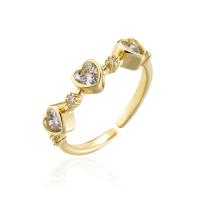 metal Anillo de dedo Cuff, 18K chapado en oro, Ajustable & micro arcilla de zirconia cúbica & para mujer, 18mm, Vendido por UD