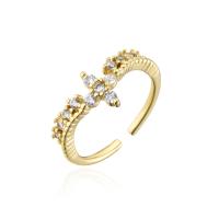 Messing Manchet Finger Ring, gold plated, Verstelbare & micro pave zirconia & voor vrouw, 18mm, Verkocht door PC