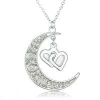 luminated Ketting, Zinc Alloy, met Nacht-licht + steen, voor vrouw, gemengde kleuren, 36x36mm, Lengte 50 cm, Verkocht door PC