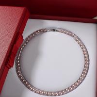 Collar en Plata de Ley 925 con Perlas, Perlas cultivadas de agua dulce, con Plata de ley 925, para mujer, más colores para la opción, 7mm, longitud 45 cm, Vendido por UD