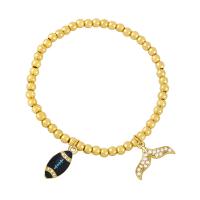 Cubic Zirconia Micro Pave Brass Bracelet Mermaid tail gold color plated micro pave cubic zirconia & enamel nickel lead & cadmium free Length 7.09 Inch Sold By PC