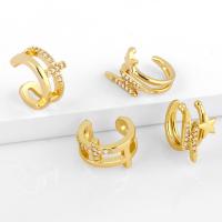 Pendientes Ear Cuff, metal, chapado en color dorado, diferentes estilos para la opción & micro arcilla de zirconia cúbica, dorado, libre de níquel, plomo & cadmio, Vendido por Par