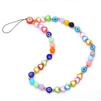 Mobile Phone Lanyard Resin with Polymer Clay handmade random style mixed colors Length 13.8 Inch Sold By PC