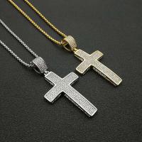 Pendentifs en titane, Acier titane, croix, bijoux de mode & styles différents pour le choix & pour homme & avec strass, plus de couleurs à choisir, 74*37mm,3mm, Longueur Environ 24 pouce, Vendu par PC