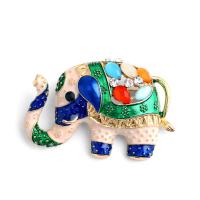 Zinc Alloy Brocher, med Resin, Elephant, forgyldt, Micro Pave cubic zirconia, flere farver til valg, nikkel, bly & cadmium fri, 38x25mm, Solgt af PC