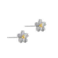 925 Sterling Sølv Stud Earring, Flower, forgyldt, mode smykker & for kvinde, 8mm, Solgt af par