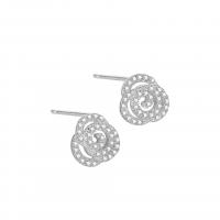 925 sterling silver Stud Earring, Blomma, plated, för kvinna & med strass & ihålig, fler färger för val, 9x8.50mm, Säljs av Par