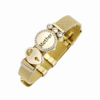 Zinc Alloy Armband, met 304 roestvrij staal, plated, Mother Day Jewelry & micro pave zirconia & voor vrouw, meer kleuren voor de keuze, nikkel, lood en cadmium vrij, Lengte Ca 22 cm, Verkocht door PC