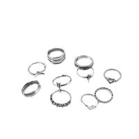 Zinklegering Ring Set, Zinc Alloy, plated, 10 stuks & mode sieraden & voor vrouw, zilver, 160x160x110mm, Verkocht door Stel