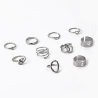 Sinc Alloy Ring Set, plátáilte, 10 bpíosa & jewelry faisin & do bhean, dathanna níos mó le haghaidh rogha, Díolta De réir Socraigh