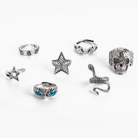 Zinklegering Ring Set, Zinc Alloy, met Hars, plated, 7 stuks & mode sieraden & voor vrouw, zilver, Verkocht door Stel