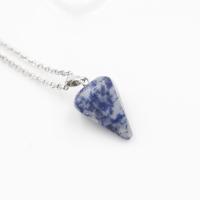 Gemstone Ékszer Nyaklánc, Természetes kő, -val 1.97Inch extender lánc, Kúpos, különböző anyagok a választás & egynemű, több színt a választás, 14x21mm, Hossz Kb 17.72 inch, Által értékesített PC