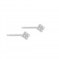 925 Sterling Sølv Stud Earring, Square, forgyldt, for kvinde & med rhinestone, flere farver til valg, 2.30mm, Solgt af par