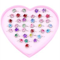 Strass Ringe, Zinklegierung, plattiert, für Kinder & Anti-Müdigkeit & mit Strass, gemischte Farben, 17mm, 36PCs/Box, verkauft von Box