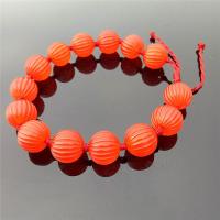 Red Agate Armbånd, Carved, Unisex, rød, 14mm, Længde Ca. 19 cm, Solgt af PC