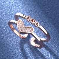 Cubique anneau en laiton Circonia Micro Pave, Réglable & pavé de micro zircon & pour femme, couleur or rose, 17mm, Vendu par PC