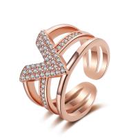 Kubieke Circonia Micro Pave Brass Ring, Messing, plated, Verstelbare & micro pave zirconia & voor vrouw, rose goud kleur, 10.45x12.83mm, Verkocht door PC