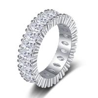 Kubisk Circonia Micro bane messing Ring, forgyldt, Micro Pave cubic zirconia & for kvinde, sølv, 17mm, Solgt af PC