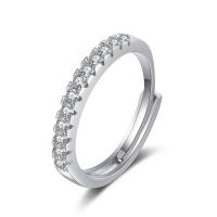 Kubieke Circonia Micro Pave Brass Ring, Messing, plated, Verstelbare & micro pave zirconia & voor vrouw, zilver, 17mm, Verkocht door PC