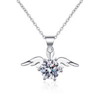 Cubic Zircon Micro Pave Brass Necklace micro pave cubic zirconia & for woman silver color Length Approx 45 cm Sold By PC