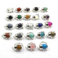 Gemstone Finger Ring, Natuursteen, met RVS 303, Olifant, Verstelbare & verschillende materialen voor de keuze & uniseks, meer kleuren voor de keuze, 28x20mm, Binnendiameter:Ca 21mm, Verkocht door PC