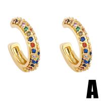 Pendientes Ear Cuff, metal, chapado en color dorado, diferentes estilos para la opción & micro arcilla de zirconia cúbica, dorado, libre de níquel, plomo & cadmio, 14x3mm,16x4mm, Vendido por Par