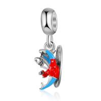 Pendentifs de style European en alliage de zinc , Requin, Placage de couleur argentée, DIY & émail, argent, protéger l'environnement, sans nickel, plomb et cadmium, 3x12mm, Trou:Environ 5mm, Vendu par PC