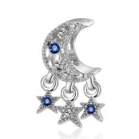 Zinc Alloy Rhinestone Pendants Moon and Star plated DIY & with rhinestone nickel lead & cadmium free Sold By PC