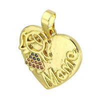 Cubic Zirconia Micro Pave Brass Pendant Heart gold color plated micro pave cubic zirconia Approx 4mm Sold By PC