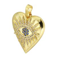 Cubic Zirconia Micro Pave Brass Pendant Heart gold color plated micro pave cubic zirconia Approx 4mm Sold By PC