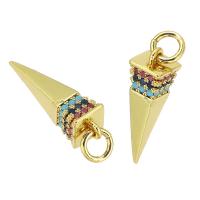 Cúbicos Circonia Colgante Latón Micro pavimenta, metal, chapado en color dorado, micro arcilla de zirconia cúbica, multicolor, 5x18x5mm, agujero:aproximado 3mm, Vendido por UD