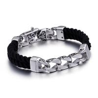 Titanium Staal Armband, met Nylon Koord, voor de mens, zwart, 220x11mm, Verkocht door PC