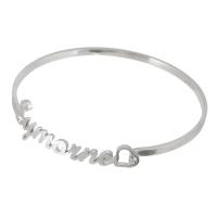 304 roestvrij staal Bangle, mode sieraden & voor vrouw, oorspronkelijke kleur, Binnendiameter:Ca 63x64mm, Verkocht door PC