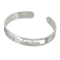 304 Stainless Steel Cuff Bangle Each custom text must be less than 10 letters & fashion jewelry & for woman original color 10mm Inner Approx Sold By PC