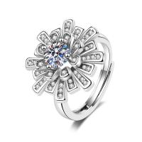 Cubique anneau en laiton Circonia Micro Pave, Réglable & pavé de micro zircon & pour femme, argent, 18.65mm, Vendu par PC